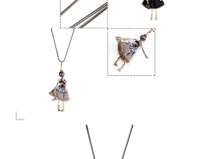 Fashion Gray Ballerina Girl Decorated Long Necklace,Pendants