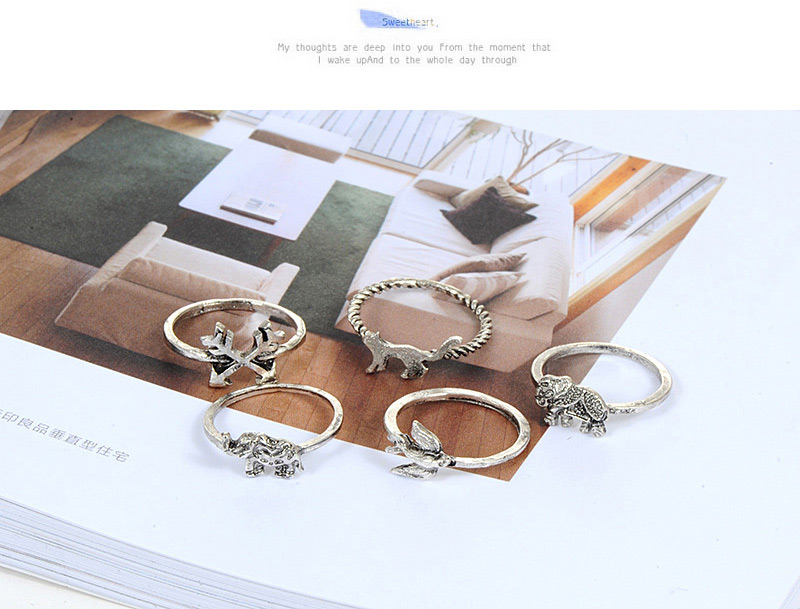 Fashion Silver Color Hollow Out Design Pure Color Ring Sets(6pcs),Rings Set
