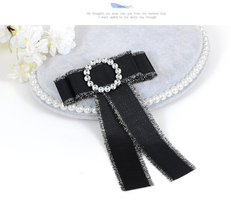 Fashion Black Circular Ring Decorated Bowknot Brooch,Korean Brooches