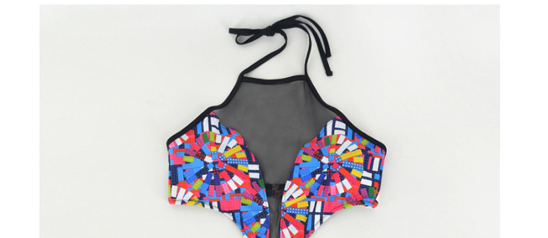 Sexy Multi-color Geometric Shape Pattern Decorated Swimwear,One Pieces
