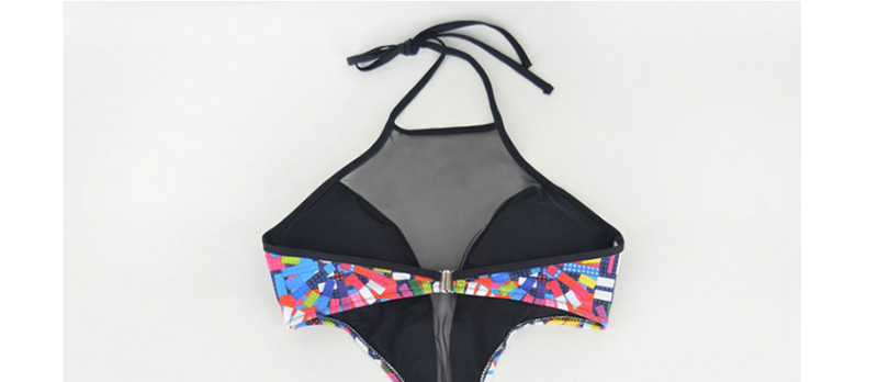 Sexy Multi-color Geometric Shape Pattern Decorated Swimwear,One Pieces