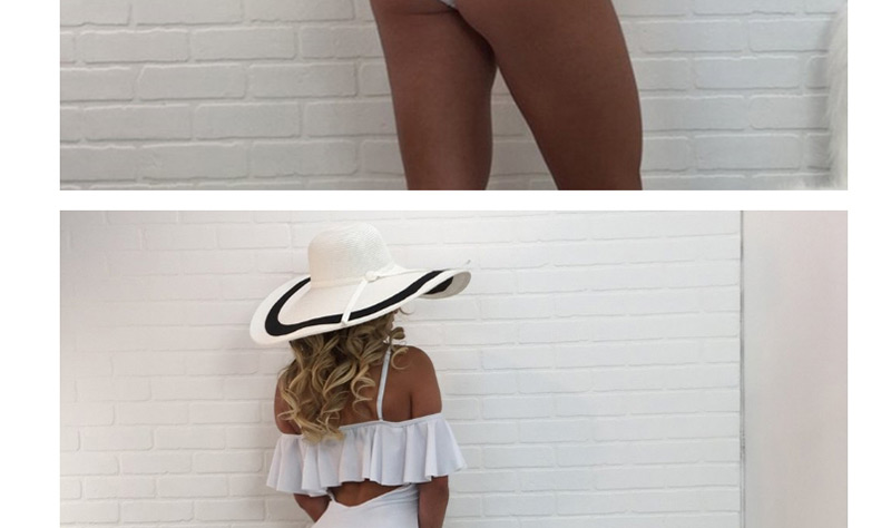 Sexy White Off Shoulder Design Pure Color Swimwear,One Pieces