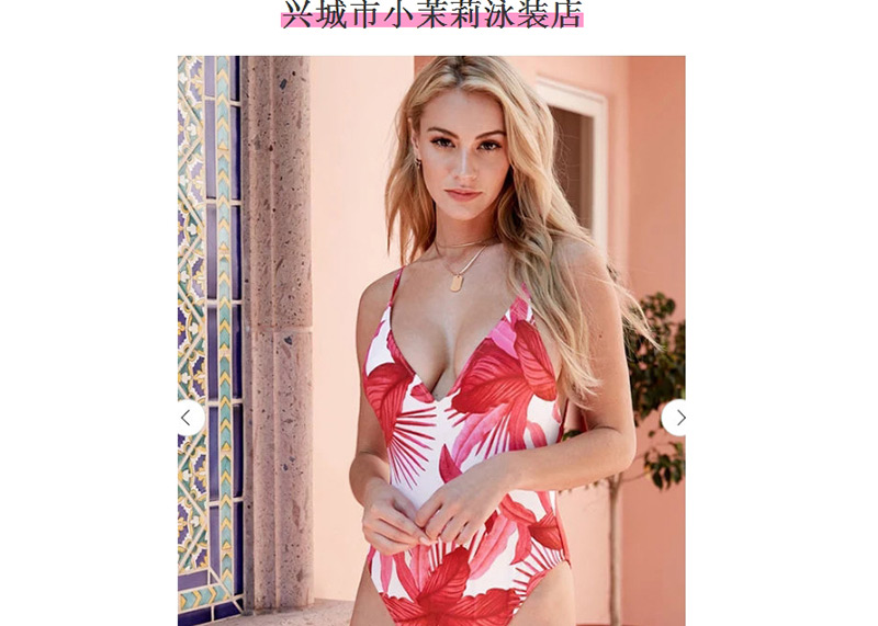 Sexy Red Flower Pattern Decorated Backless Swimwear,One Pieces