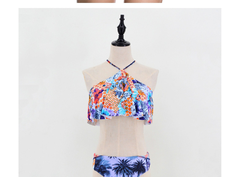 Sexy Multi-color Tree Pattern Decorated High-neckline Swimwear,Bikini Sets