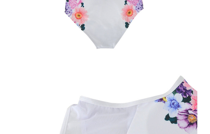 Sexy White+purple Flower Pattern Decorated Swimwear,One Pieces