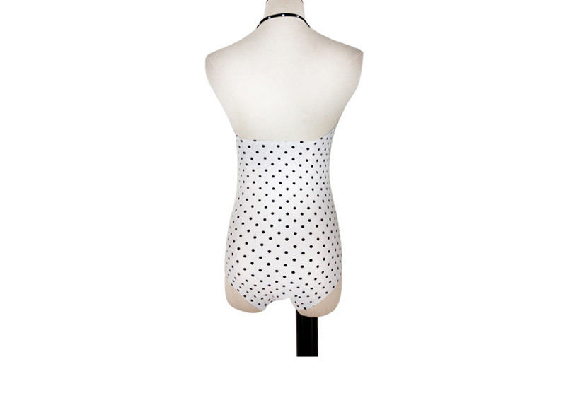 Sexy White+black Dots Pattern Design Backless Swimwear,One Pieces