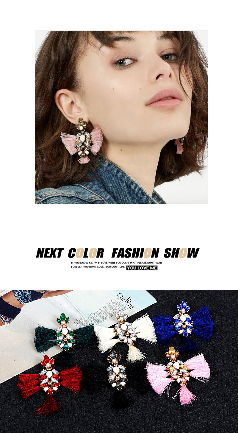 Fashion Sapphire Blue Tassel Decorated Earrings,Drop Earrings