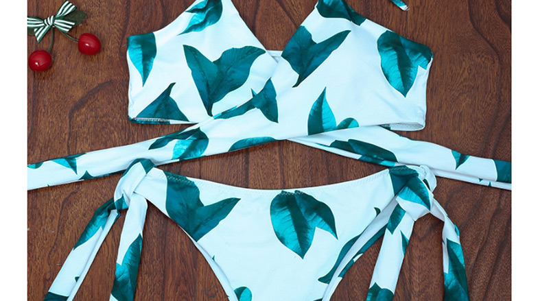 Fashion Green Leaf Pattern Decorated Swimwear,Bikini Sets