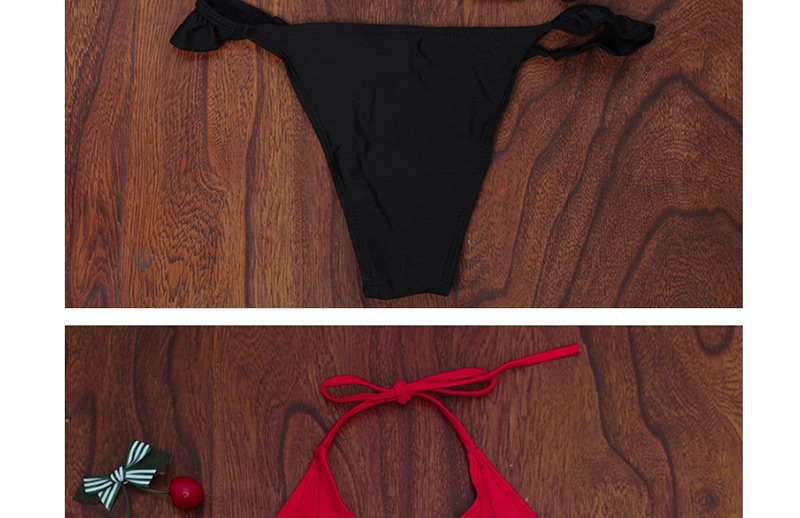 Fashion Red Pure Color Decorated Swimwear,Bikini Sets