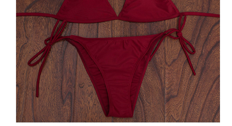 Fashion Claret-red Pure Color Decorated Swimwear,Bikini Sets