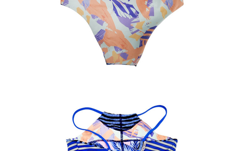 Fashion Blue Flower Pattern Decorated Swimwear,Bikini Sets