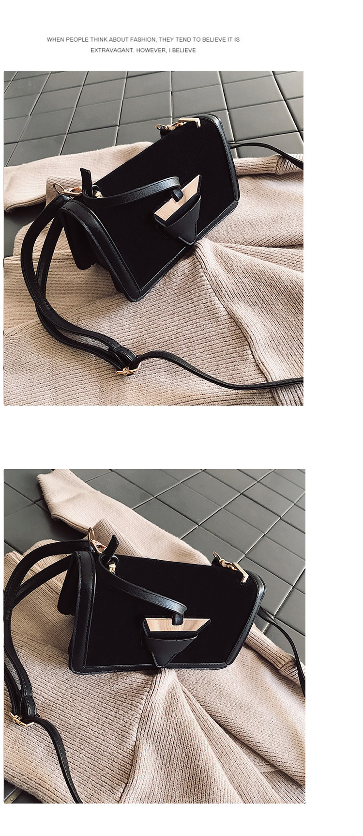 Fashion Black Triangle Shape Decorated Bag,Wallet