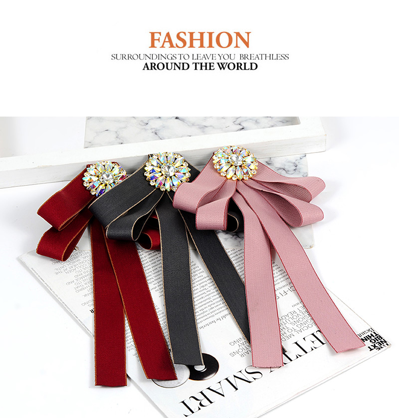 Elegant Red Round Shape Decorated Bowknot Brooch,Korean Brooches
