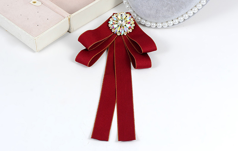 Elegant Red Round Shape Decorated Bowknot Brooch,Korean Brooches