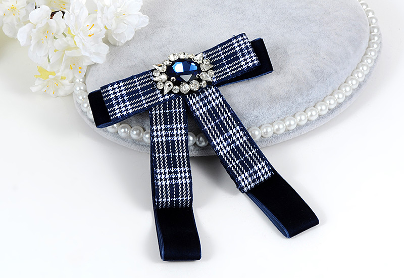 Elegant Red Grid Decorated Bowknot Brooch,Korean Brooches
