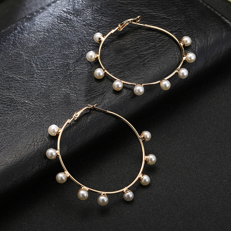 Fashion Gold Color Round Shape Decorated Earrings,Hoop Earrings