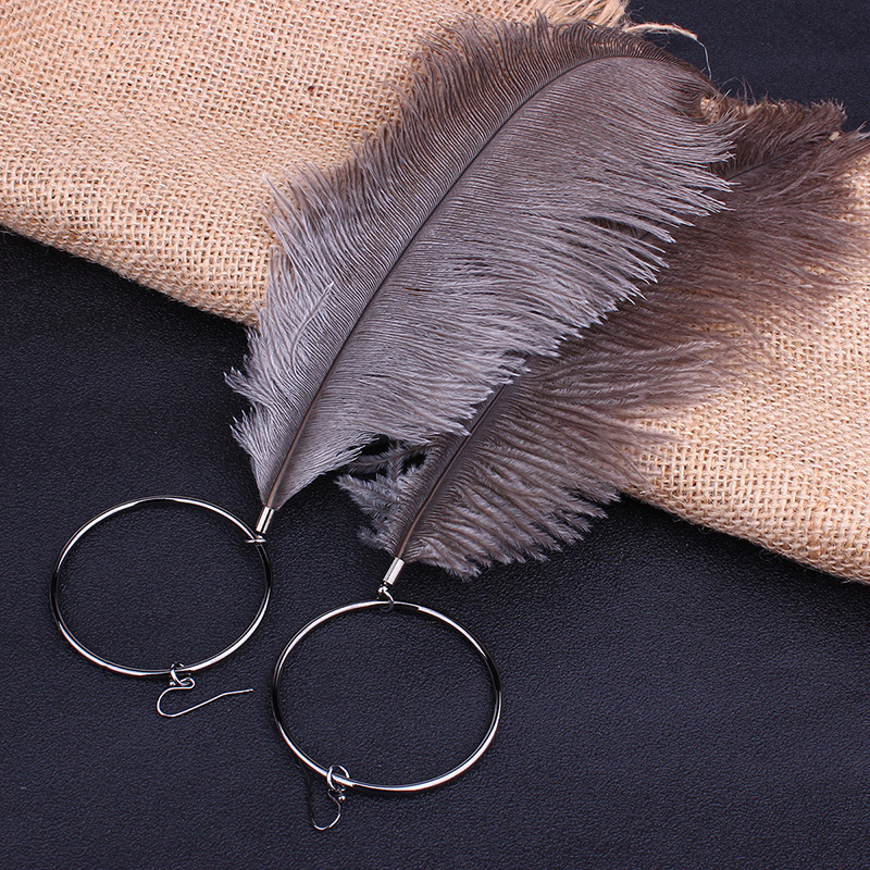 Fashion Black Feather Shape Decorated Earrings,Drop Earrings