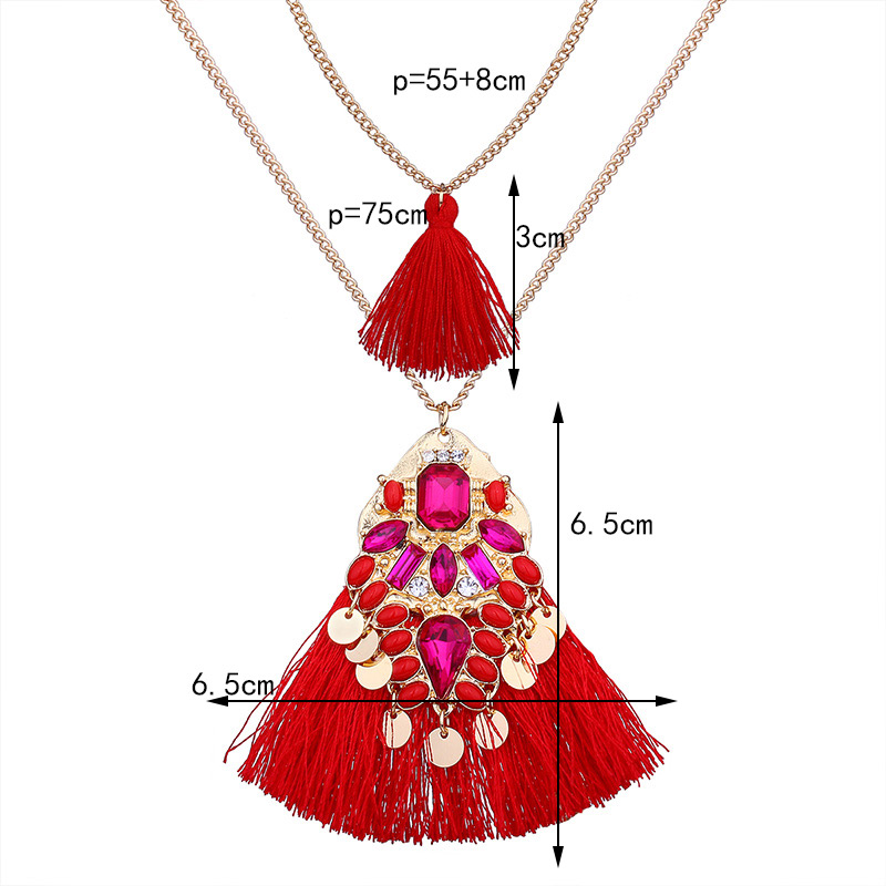 Fashion Multi-color Geometric Shape Decorated Necklace,Multi Strand Necklaces