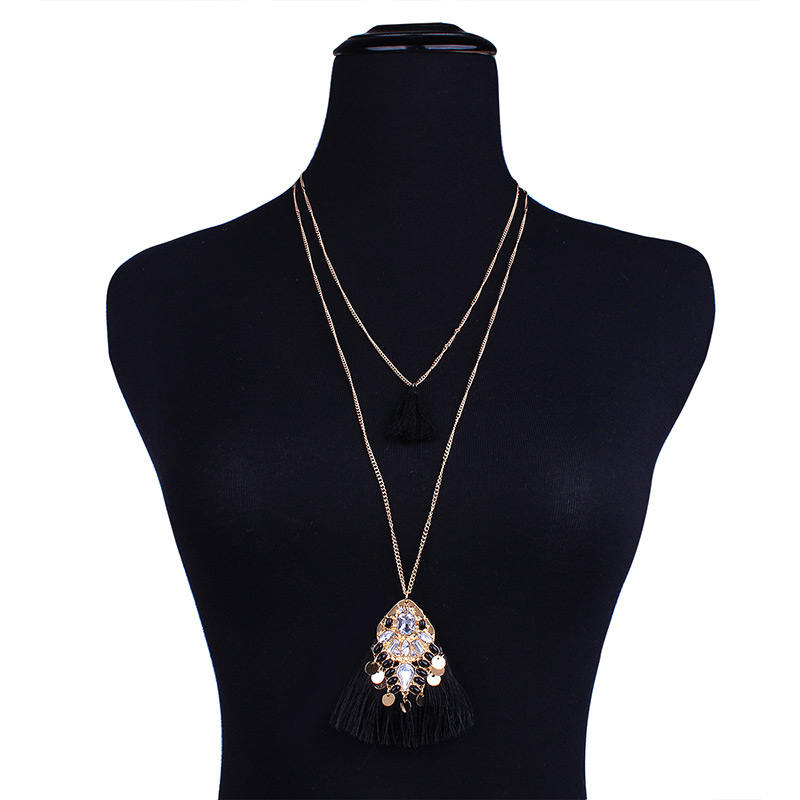 Fashion Blue Geometric Shape Decorated Necklace,Multi Strand Necklaces