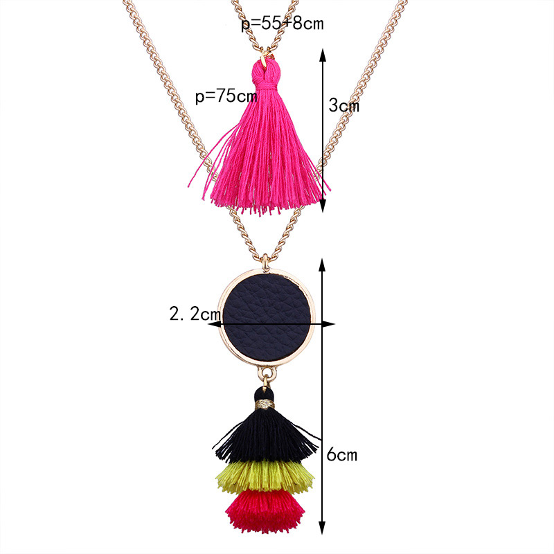 Fashion Plum-red Round Shape Decorated Necklace,Multi Strand Necklaces