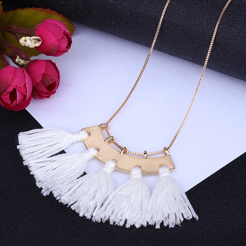 Fashion White Tassel Decorated Necklace,Multi Strand Necklaces