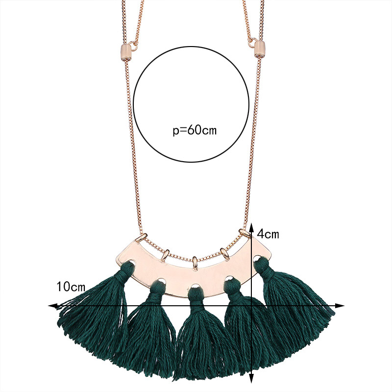 Fashion Green Tassel Decorated Necklace,Multi Strand Necklaces