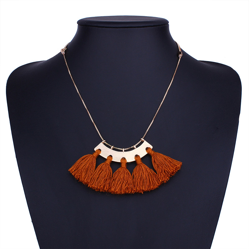 Fashion Brown Tassel Decorated Necklace,Multi Strand Necklaces
