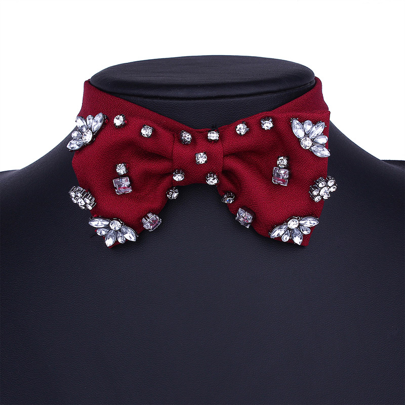 Elegant Claret-red Bowknot Shape Decorated Choker,Chokers