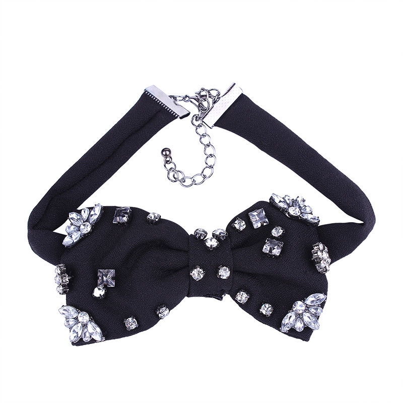 Elegant Black+white Bowknot Shape Decorated Choker,Chokers