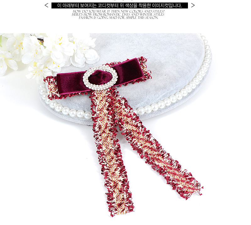 Fashion Red Oval Shape Decorated Bowknot Brooch,Korean Brooches