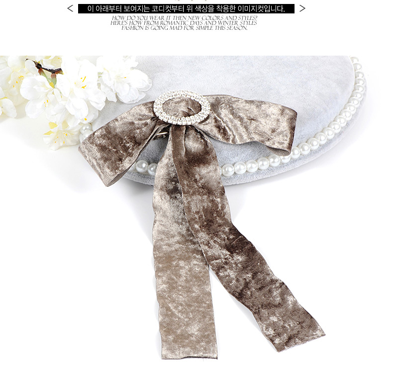 Elegant Gray Oval Shape Decorated Bowknot Brooch,Korean Brooches