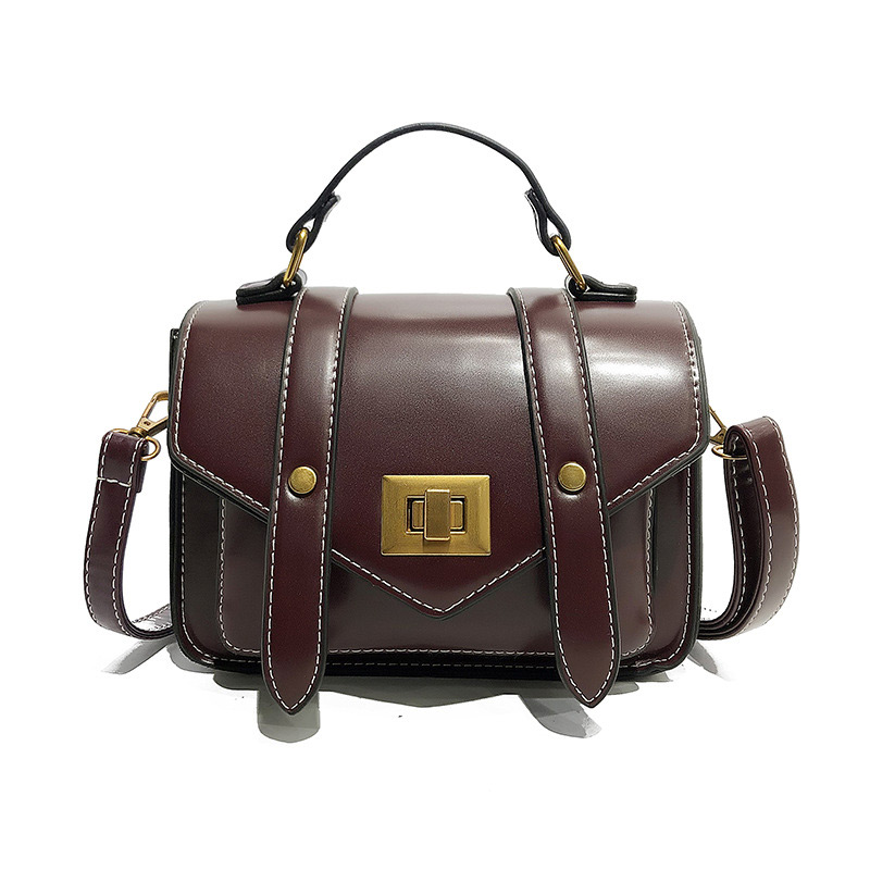 Fashion Claret-red Belt Buckle Shape Decorated Bag,Messenger bags