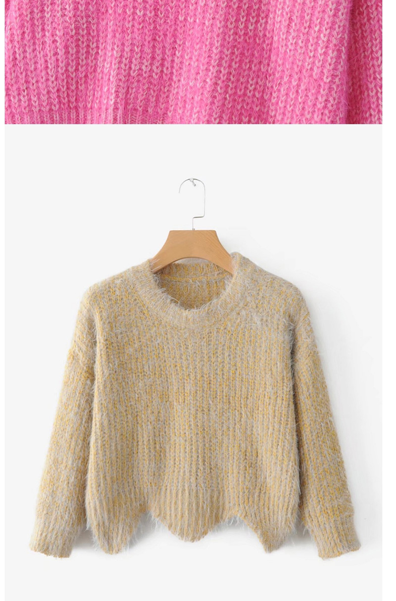 Fashion Pink Pure Color Decorated Sweater,Sweater