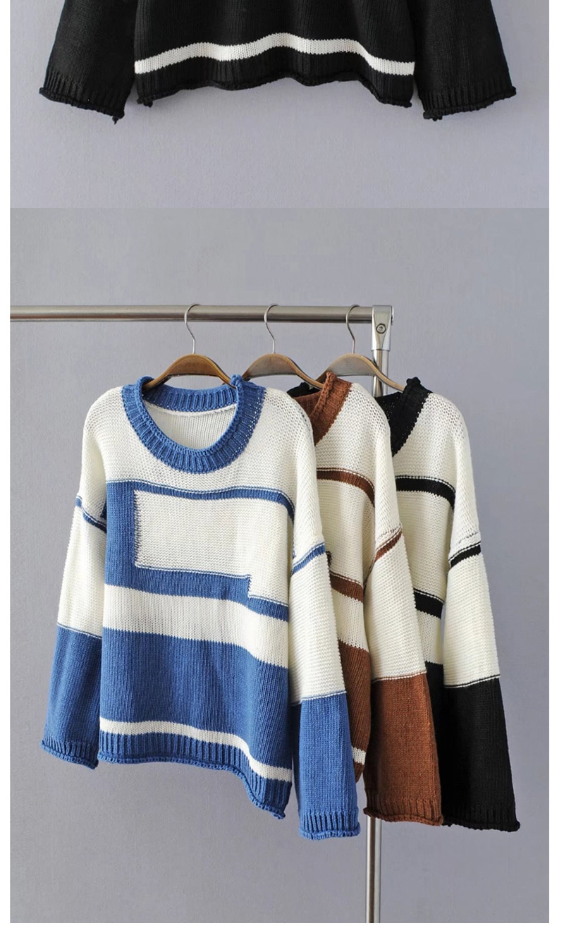 Fashion Blue Color-matching Decorated Sweater,Sweater