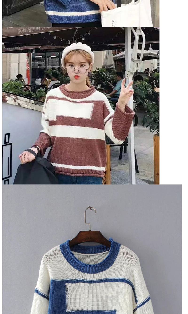 Fashion Brown Color-matching Decorated Sweater,Sweater