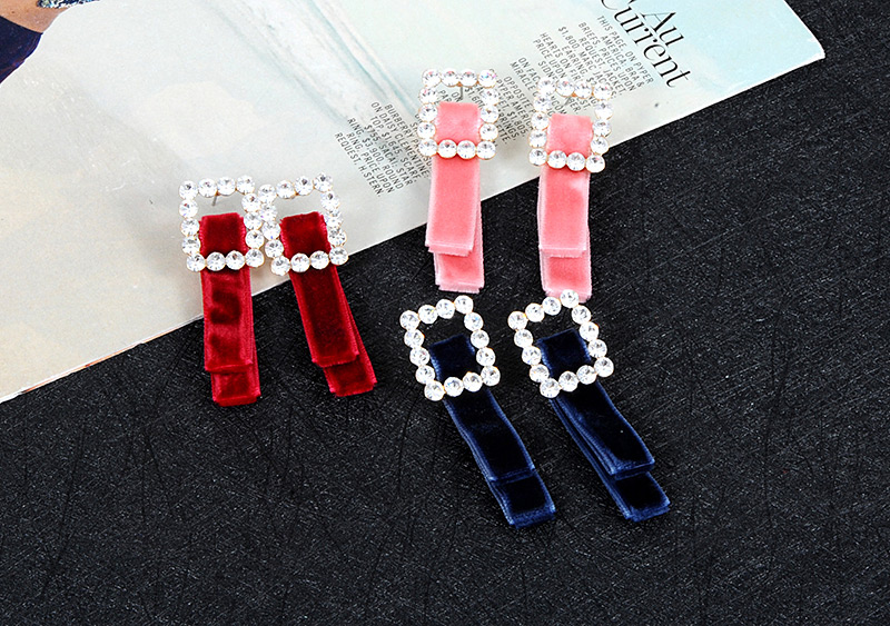 Elegant Pink Square Shape Decorated Earrings,Drop Earrings