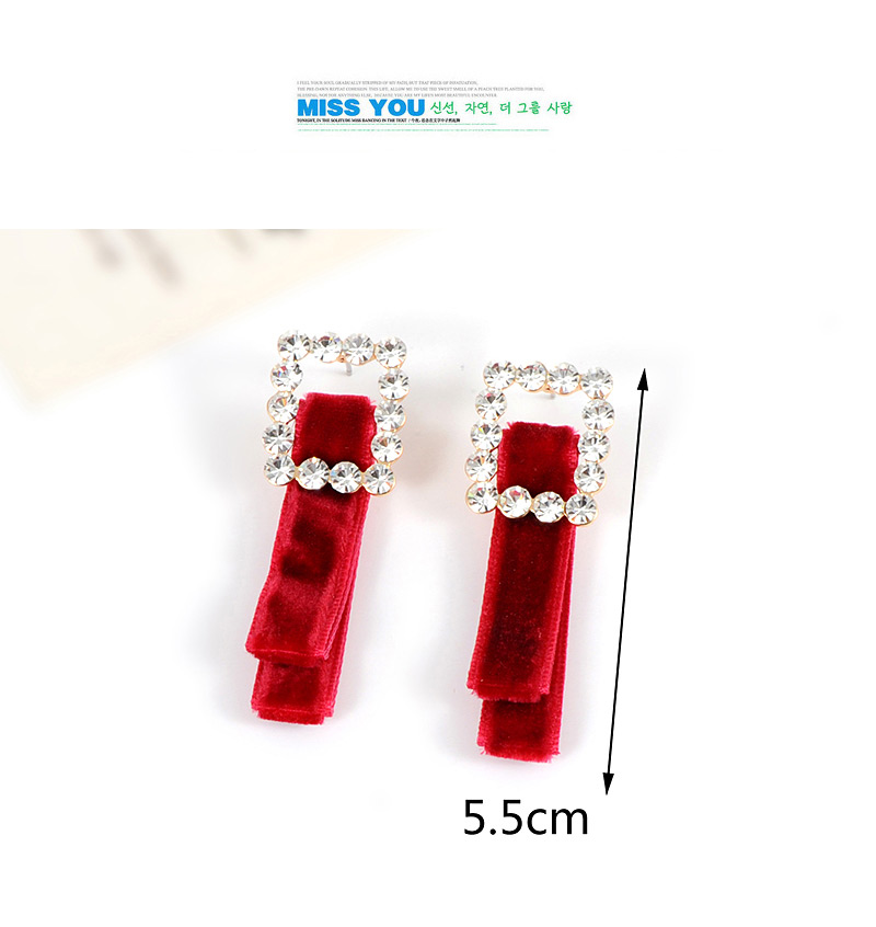 Elegant Red Square Shape Decorated Earrings,Drop Earrings