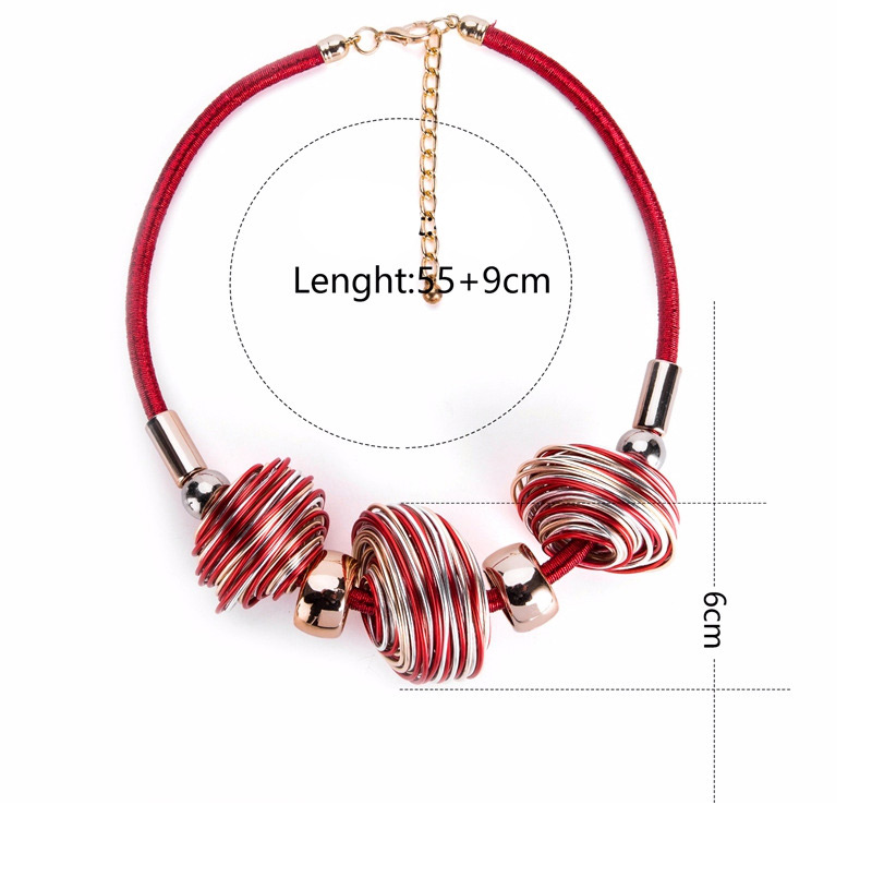 Exaggerated Red Color-matching Decorated Necklace,Bib Necklaces