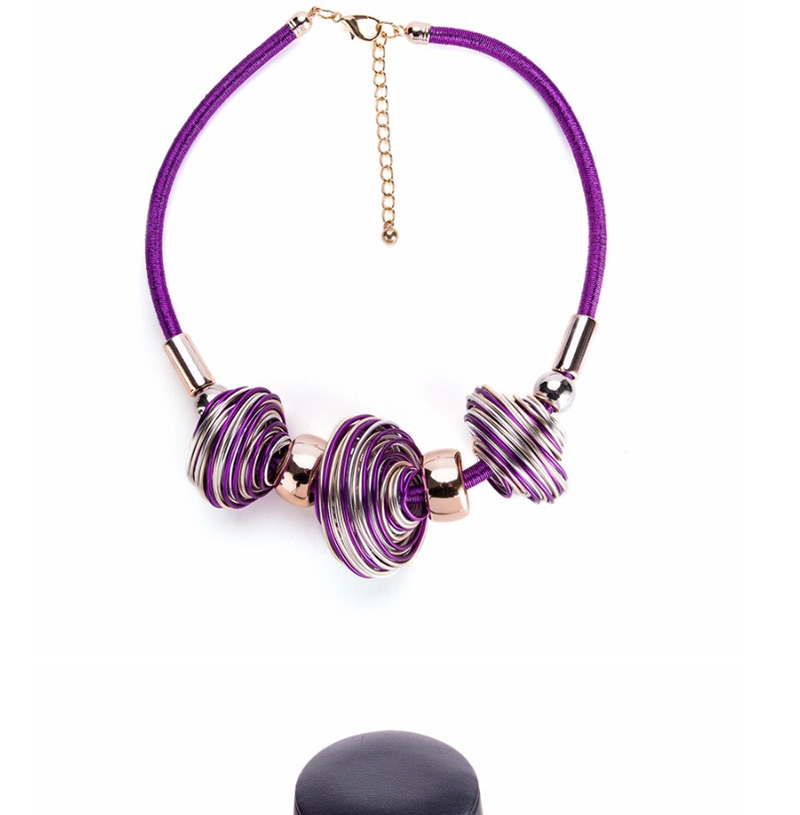 Exaggerated Purple Color-matching Decorated Necklace,Bib Necklaces