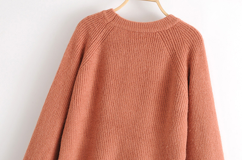 Fashion Orange Pure Color Decorated Blouse,Sweater