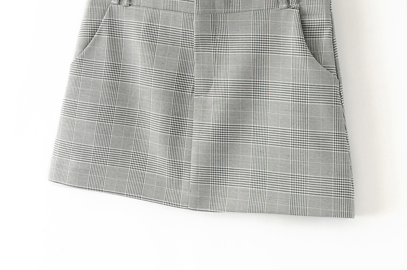 Fashion Gray Grid Shape Decorated Shirt,Shorts