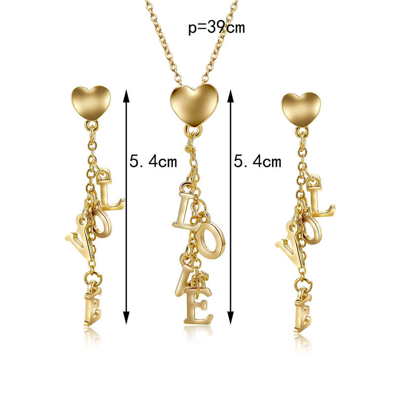 Fashion Gold Color Letter Shape Decorated Jewelry Sets(2pcs）,Jewelry Sets