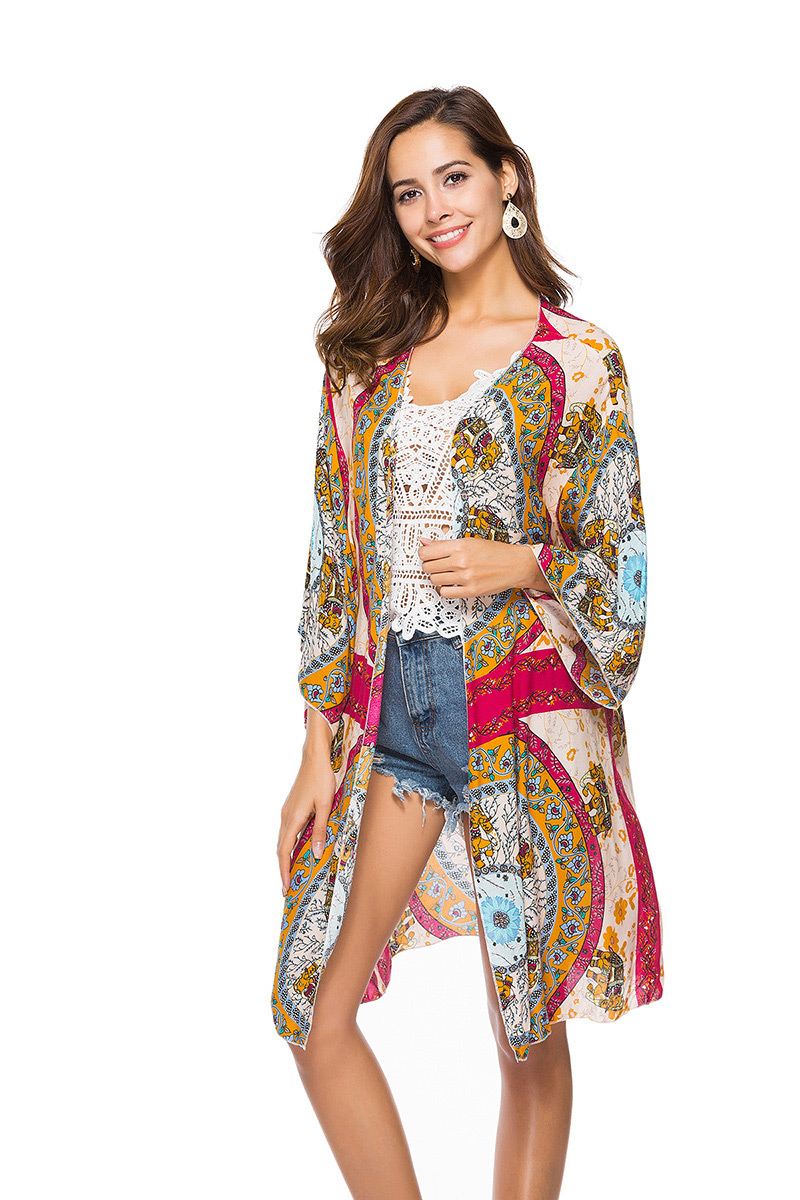 Fashion Multi-color Flower Pattern Decorated Blouse,Sunscreen Shirts
