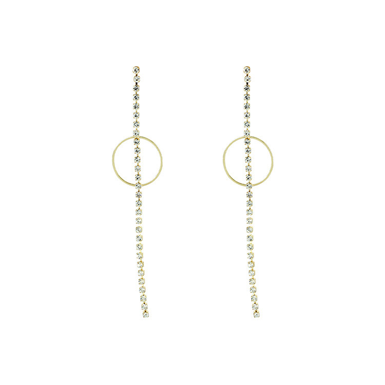 Elegant Gold Color Circular Ring Decorated Earrings,Drop Earrings