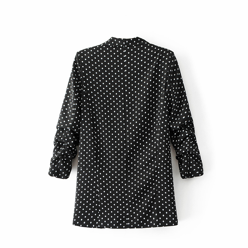 Fashion Black Spot Pattern Decorated Coat,Coat-Jacket