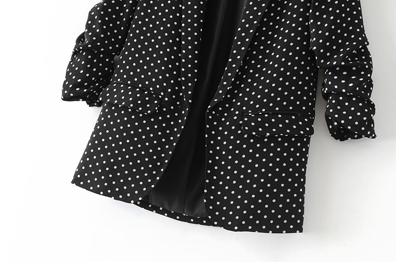 Fashion Black Spot Pattern Decorated Coat,Coat-Jacket