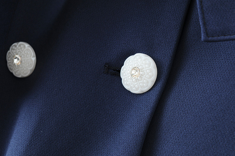 Fashion Blue Button Decorated Dress,Coat-Jacket