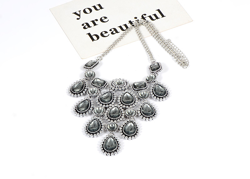 Elegant Gray Hollow Out Decorated Necklace,Chains