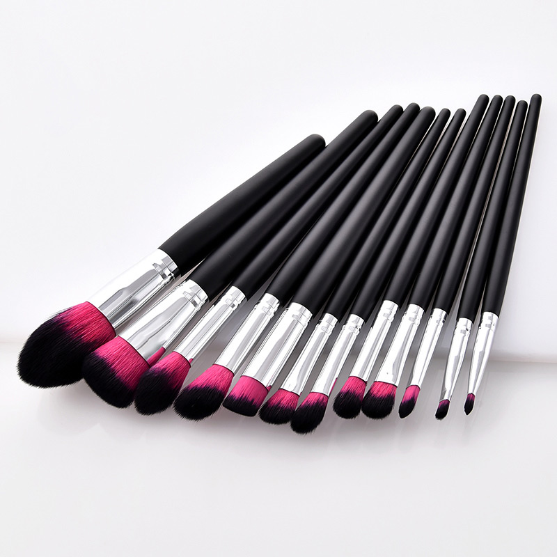 Fashion Plum-red Color-matching Decorated Brushes (12pcs),Beauty tools