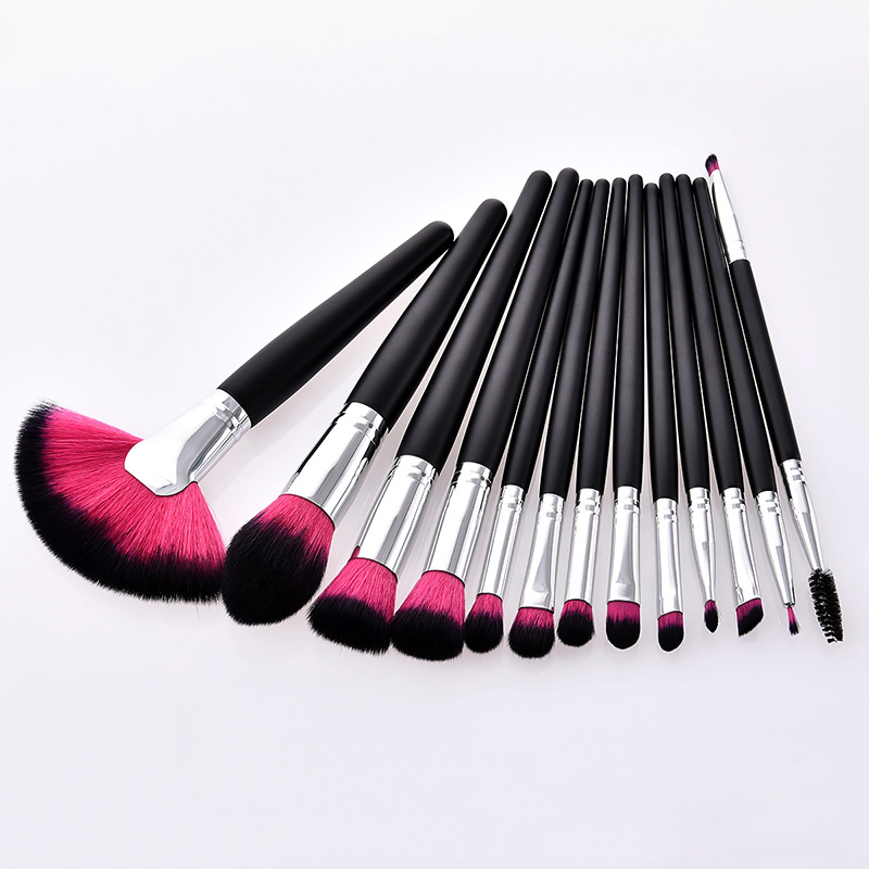 Fashion Plum-red Fan Shape Decorated Brushes (13pcs),Beauty tools